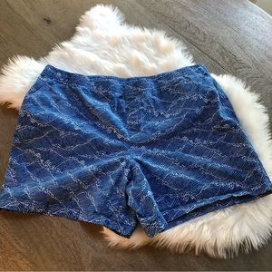 LANDS END Shorts Elastic Waist Blue White  26W